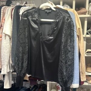 Black Lace Sleeve Blouse